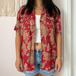 Vintage Ralph Lauren Red Linen Hawaiian Shirt🌺